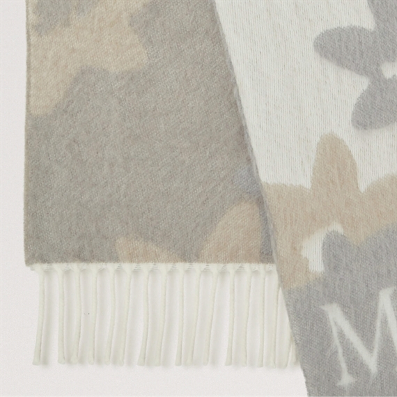Mulberry Floral Jacquard Scarf, White & Pale Grey